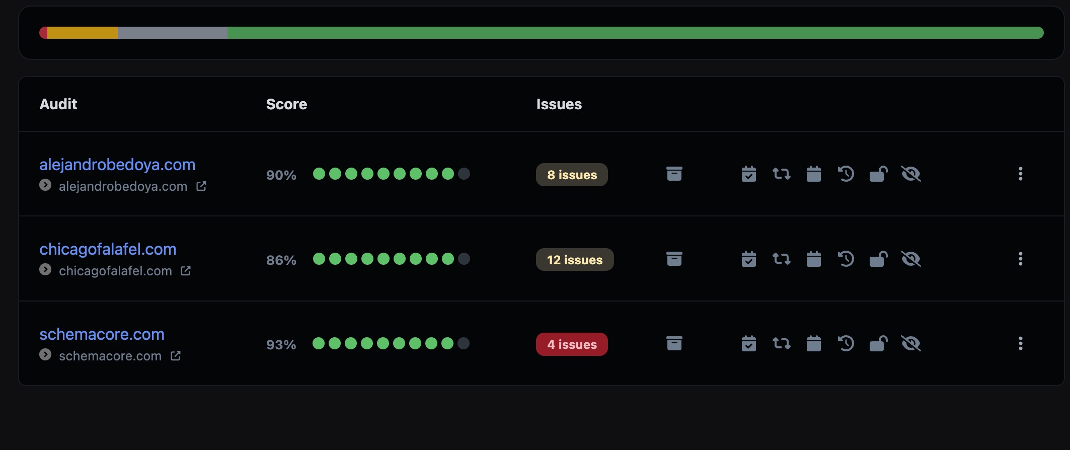 Screenshot of the public app audit page